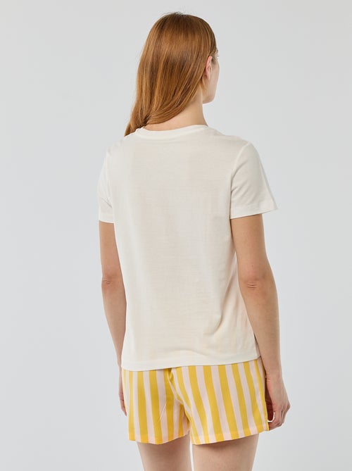 Conjunto de pijama camiseta + pantalón corto ligero a rayas - Kiabi
