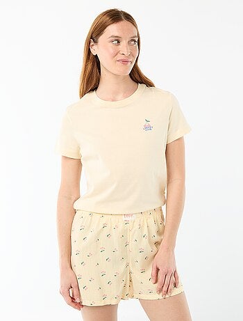 Conjunto de pijama camiseta + pantalón corto ligero con estampado de rayas