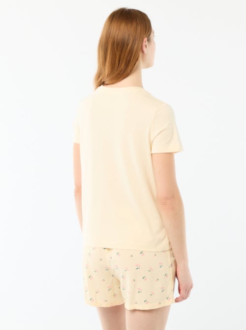 Conjunto de pijama camiseta + pantalón corto ligero con estampado de rayas - Kiabi