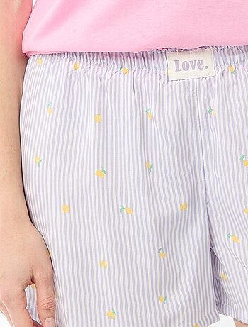 Conjunto de pijama camiseta + pantalón corto ligero con estampado de rayas