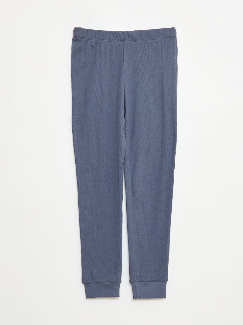 Conjunto de pijama camiseta + pantalón de canalé - 2 piezas Gris - Kiabi
