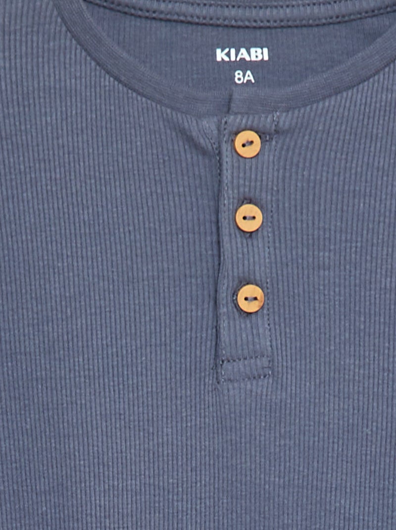 Conjunto de pijama camiseta + pantalón de canalé - 2 piezas Gris - Kiabi