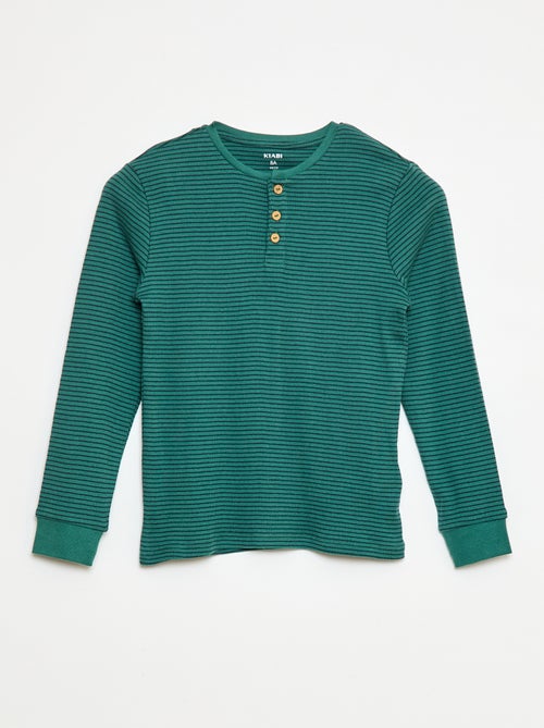 Conjunto de pijama camiseta + pantalón de canalé - 2 piezas - Kiabi Conjunto de pijama camiseta + pantalón de canalé - 2 piezas - Kiabi