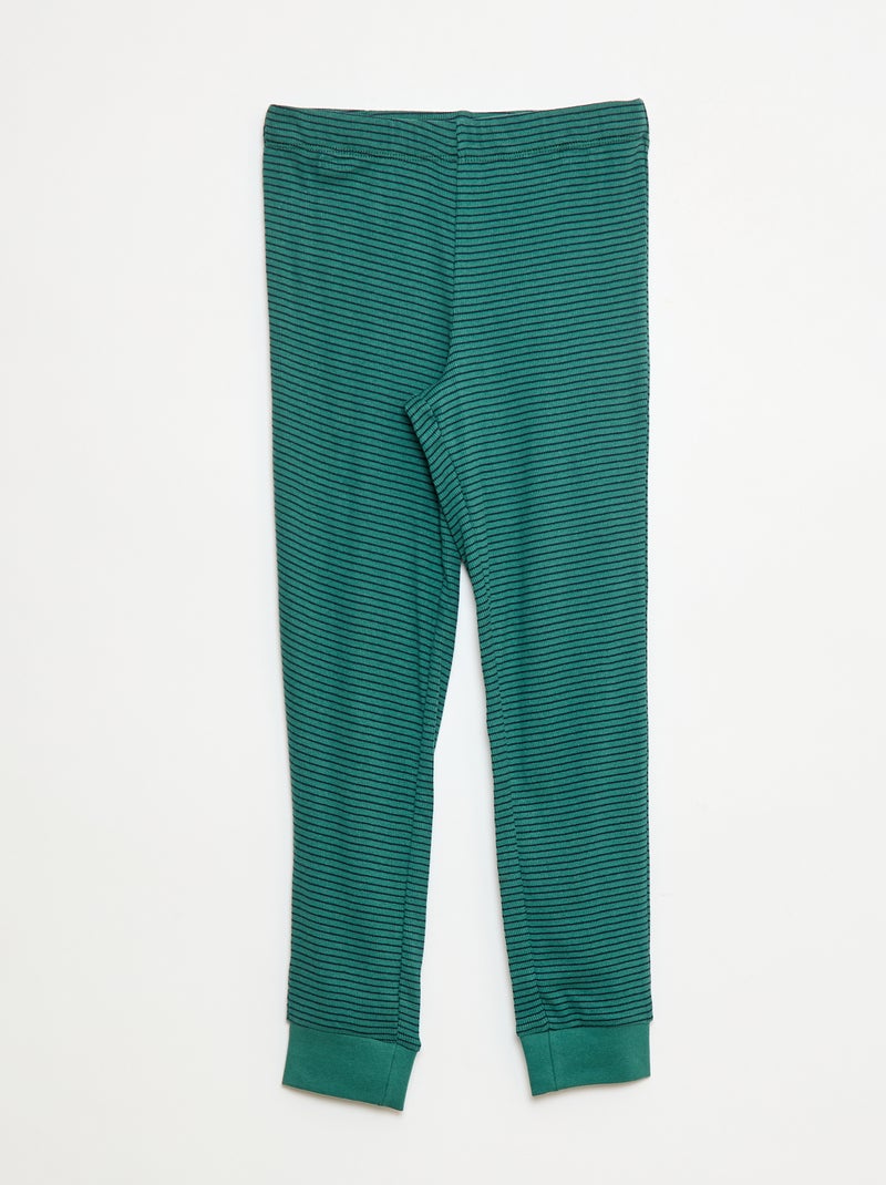 Conjunto de pijama camiseta + pantalón de canalé - 2 piezas Verde - Kiabi