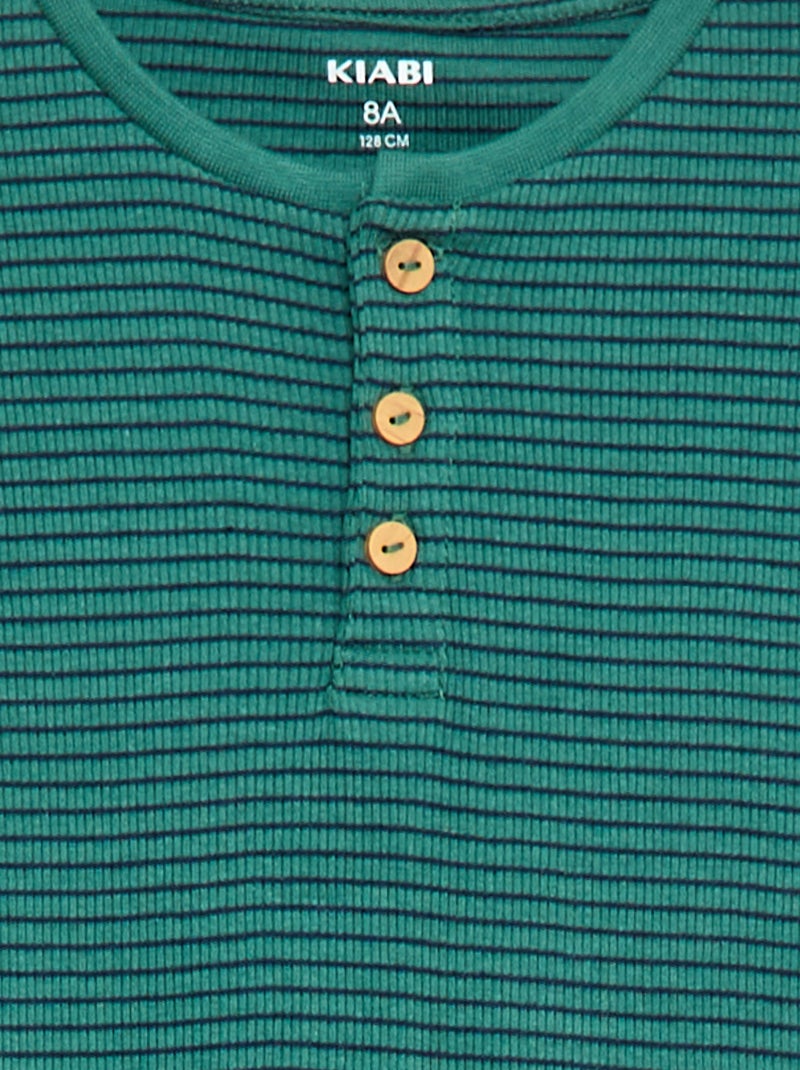 Conjunto de pijama camiseta + pantalón de canalé - 2 piezas Verde - Kiabi
