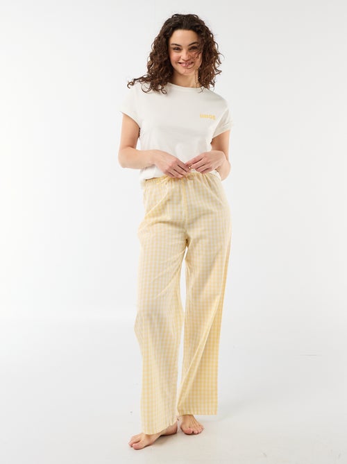 Conjunto de pijama camiseta + pantalón de cuadros - 2 piezas - Kiabi