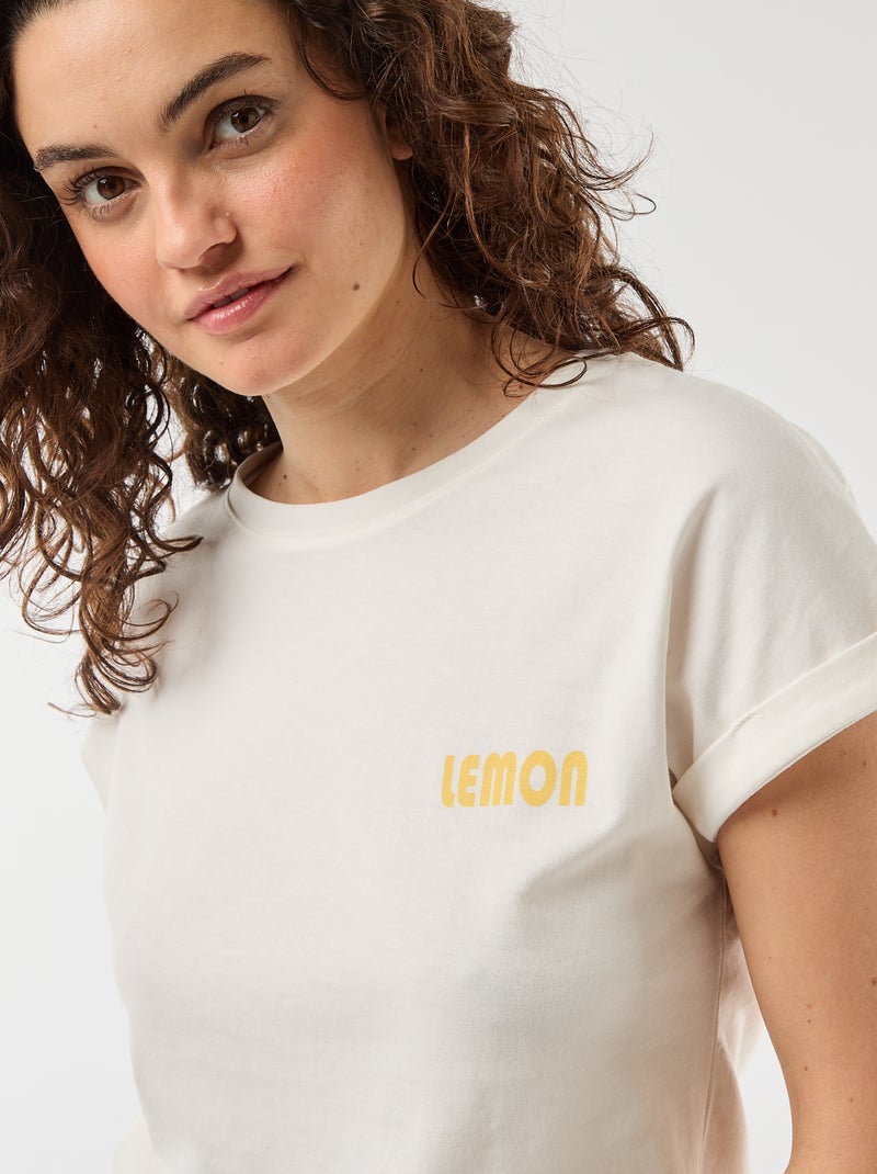Conjunto de pijama camiseta + pantalón de cuadros - 2 piezas Amarillo - Kiabi