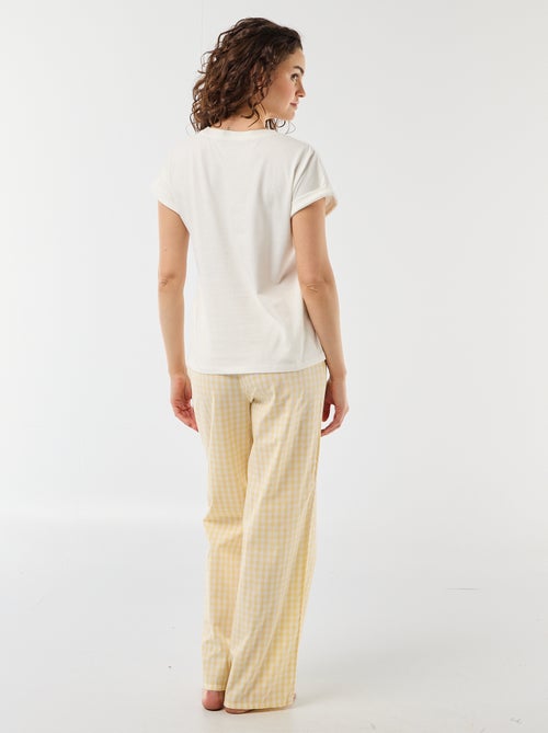 Conjunto de pijama camiseta + pantalón de cuadros - 2 piezas - Kiabi