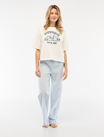 Conjunto de pijama camiseta + pantalón de popelina 'Angel' - 2 piezas