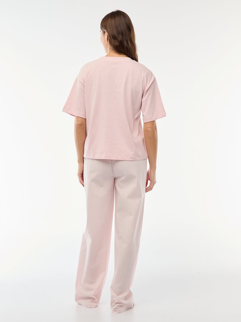 Conjunto de pijama camiseta + pantalón de popelina 'Angel' - 2 piezas Rosa - Kiabi