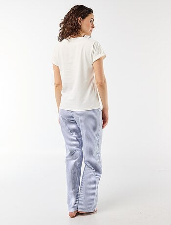 Conjunto de pijama de camiseta + pantalón de rayas - 2 piezas