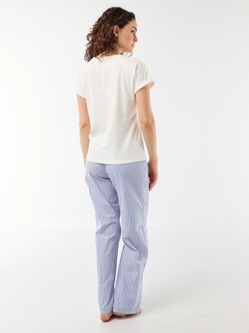 Conjunto de pijama camiseta + pantalón de rayas - 2 piezas - Kiabi