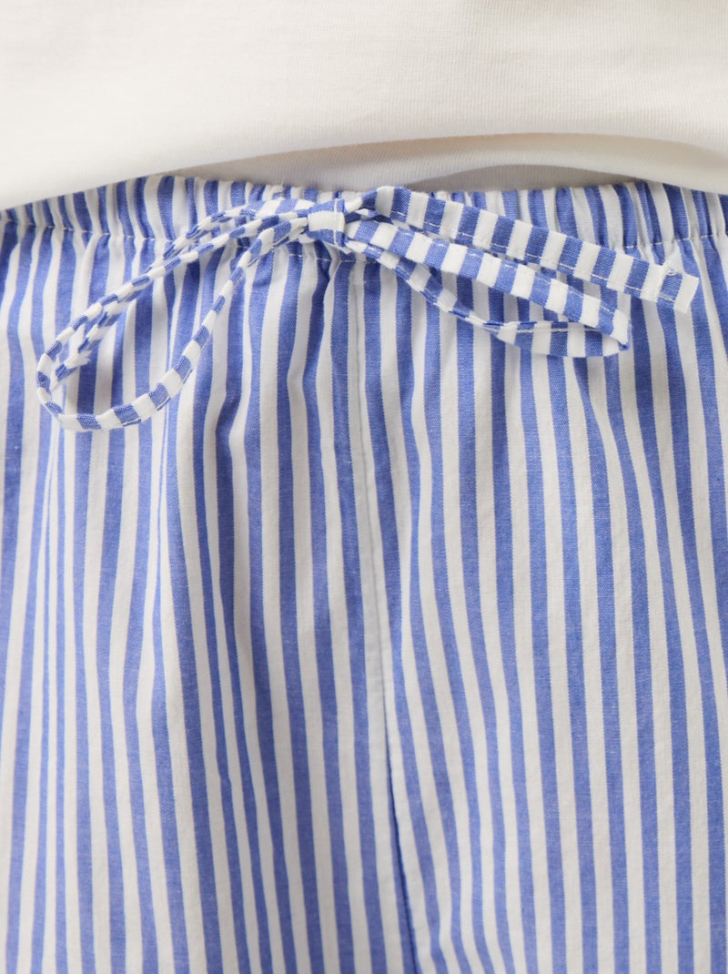 Conjunto de pijama camiseta + pantalón de rayas - 2 piezas Azul - Kiabi