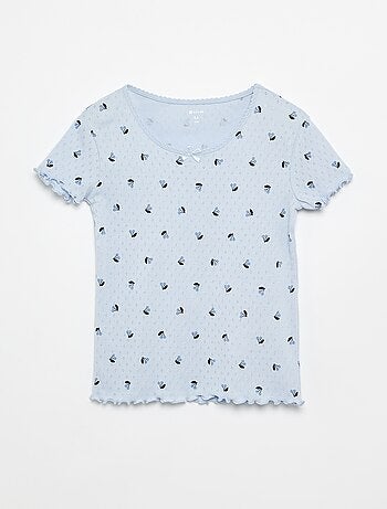 Conjunto de pijama camiseta + short de punto calado - 2 piezas