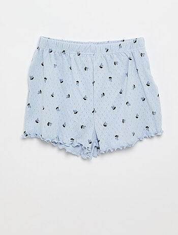 Conjunto de pijama camiseta + short de punto calado - 2 piezas