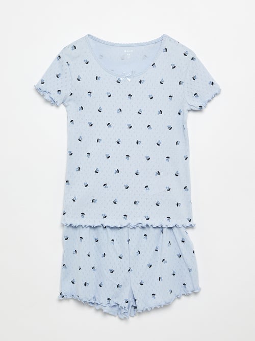 Conjunto de pijama camiseta + short de punto calado - 2 piezas - Kiabi
