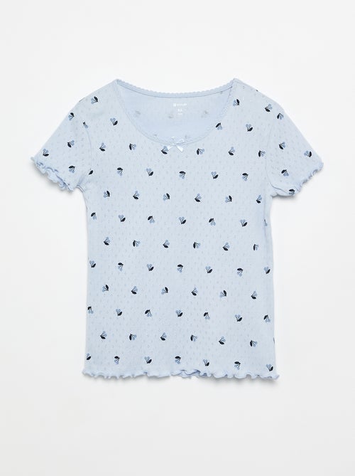 Conjunto de pijama camiseta + short de punto calado - 2 piezas - Kiabi