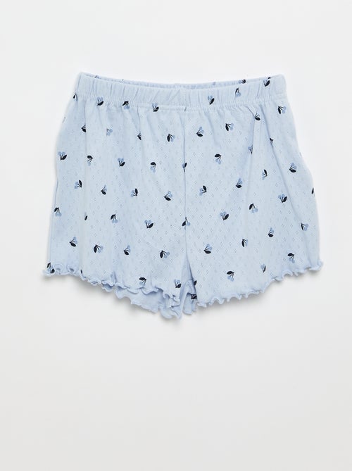 Conjunto de pijama camiseta + short de punto calado - 2 piezas - Kiabi