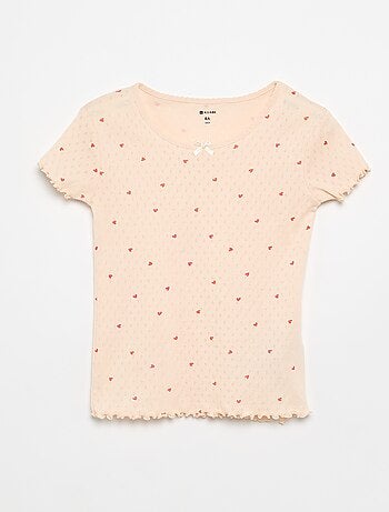 Conjunto de pijama camiseta + short de punto calado - 2 piezas