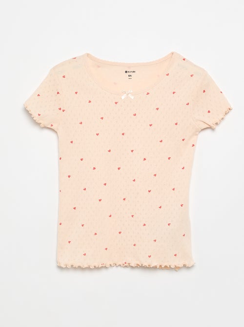Conjunto de pijama camiseta + short de punto calado - 2 piezas - Kiabi Conjunto de pijama camiseta + short de punto calado - 2 piezas - Kiabi
