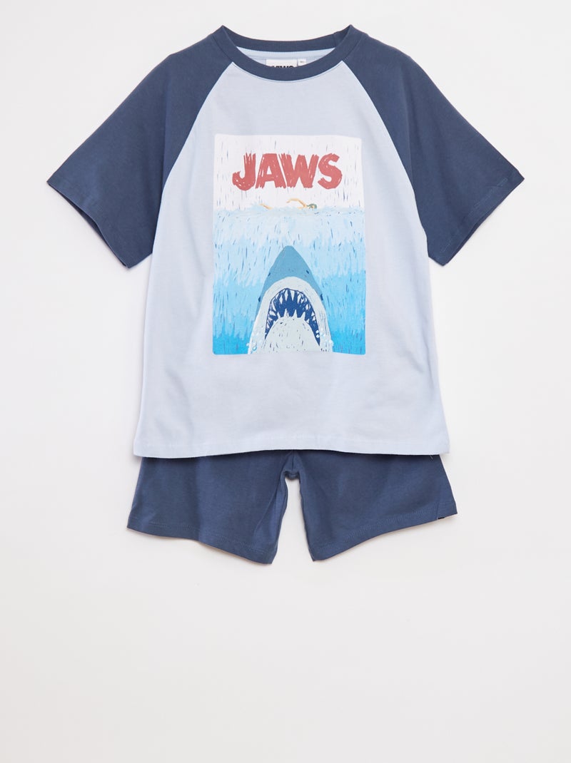 Conjunto de pijama camiseta + short 'Jaws' - 2 piezas AZUL - Kiabi