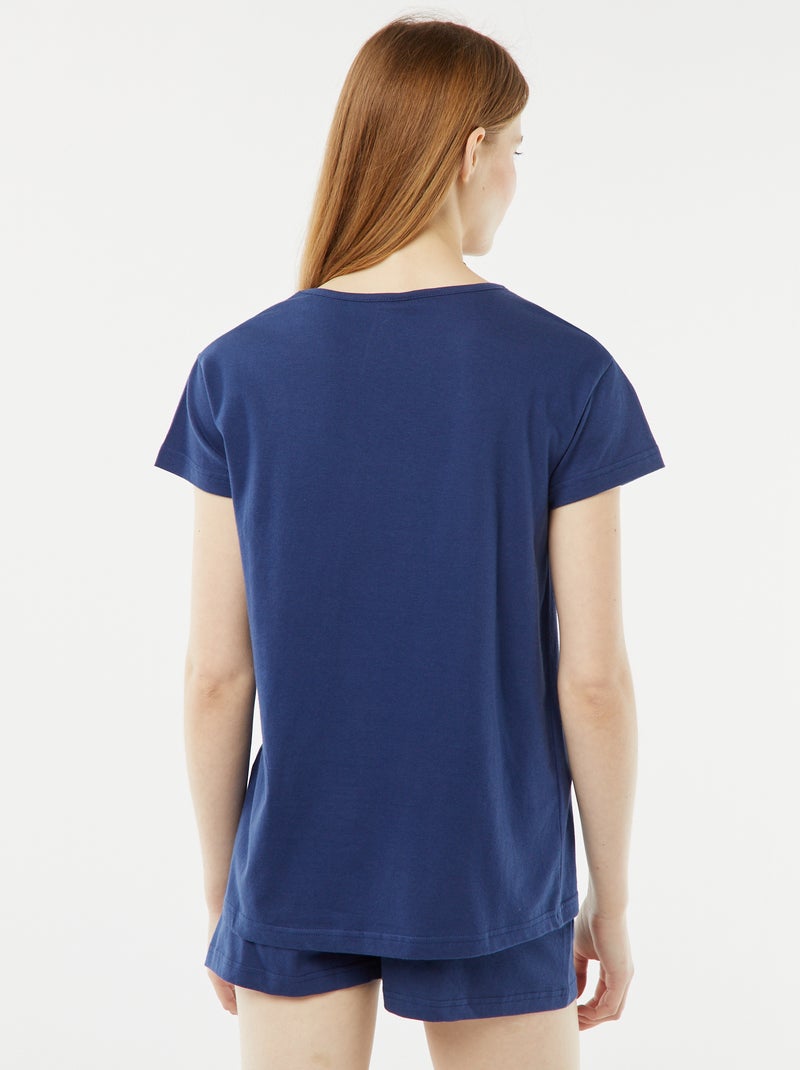 Conjunto de pijama camiseta sin mangas + Pantalón corto estampado - 2 Pantalón cortos AZUL - Kiabi