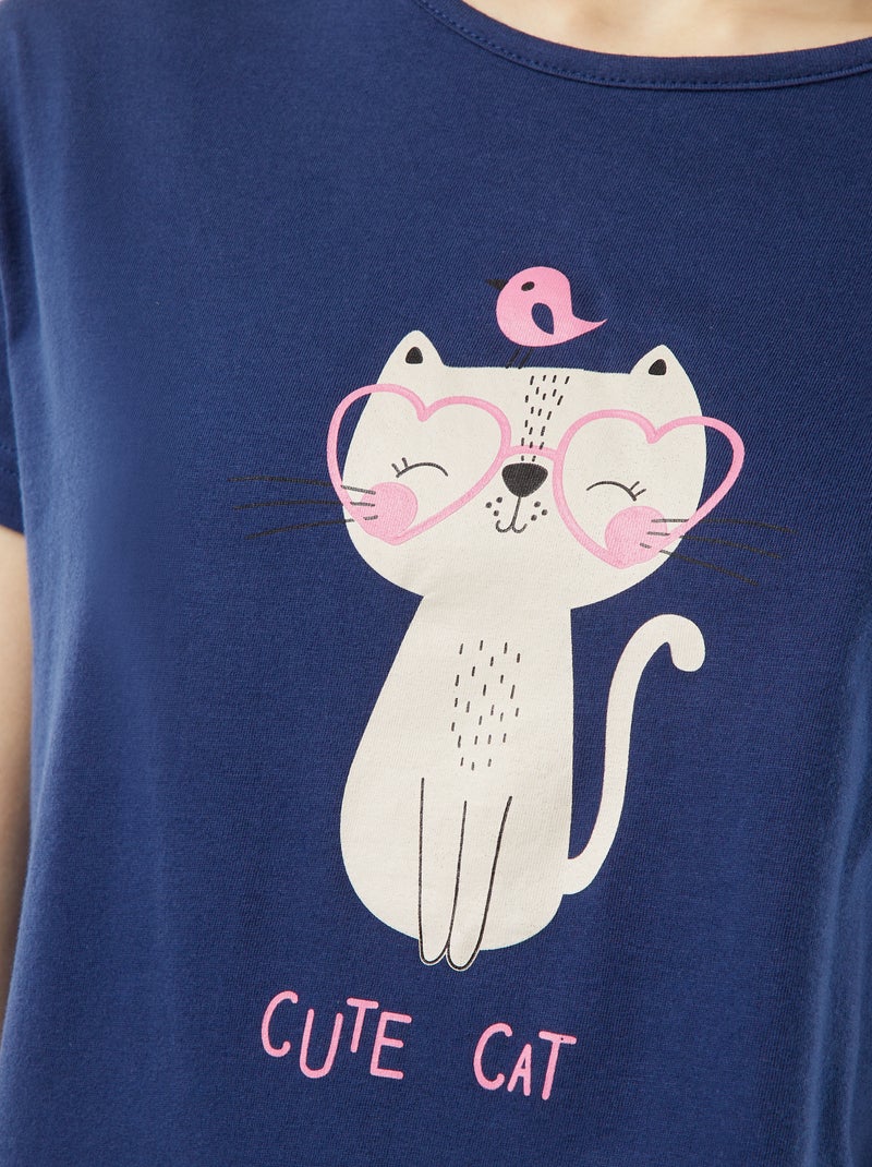 Conjunto de pijama camiseta sin mangas + Pantalón corto estampado - 2 Pantalón cortos AZUL - Kiabi