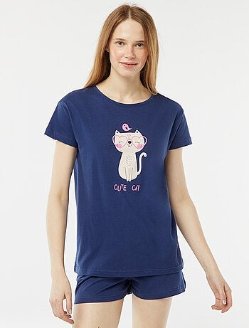 Conjunto de pijama camiseta sin mangas + short estampado - 2 shorts