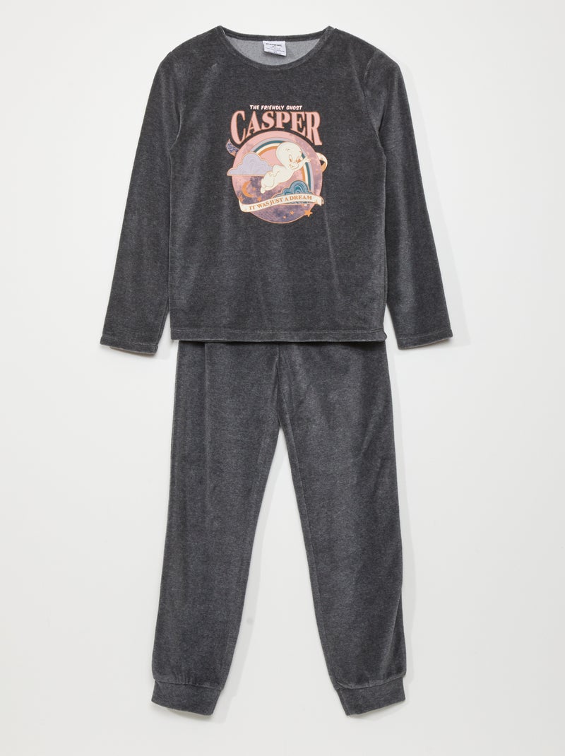 Conjunto de pijama 'Casper' de terciopelo - 2 piezas - Halloween GRIS - Kiabi
