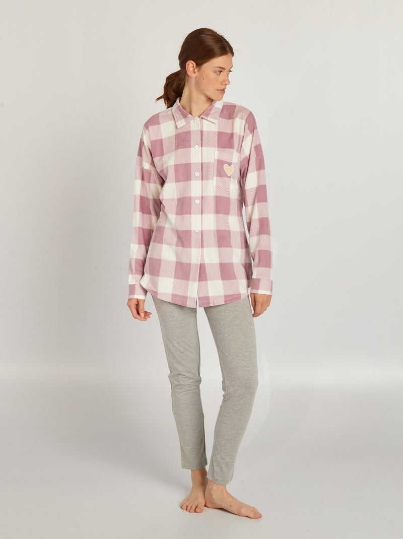 Conjunto de pijama con blusa  - 2 piezas rosa/gris - Kiabi