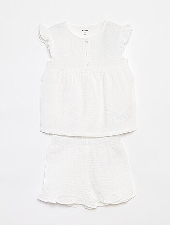 Conjunto de pijama con blusa + Pantalón corto - 2 piezas