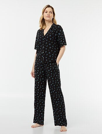 Conjunto de pijama con blusa + pantalón estampado