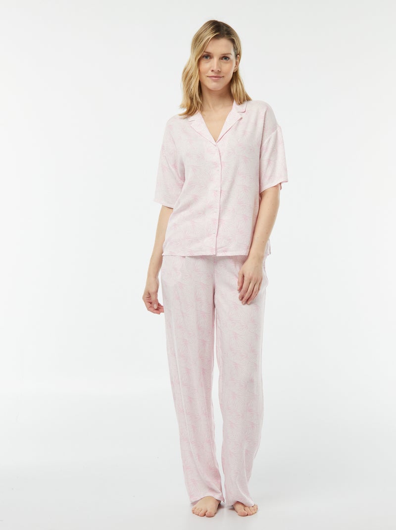Conjunto de pijama con blusa + pantalón estampado ROSA - Kiabi