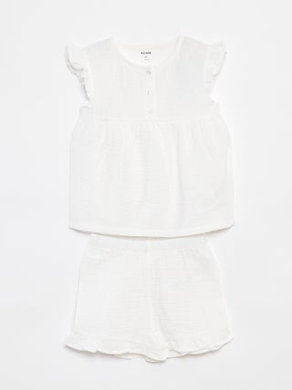 Conjunto de pijama con blusa + short - 2 piezas