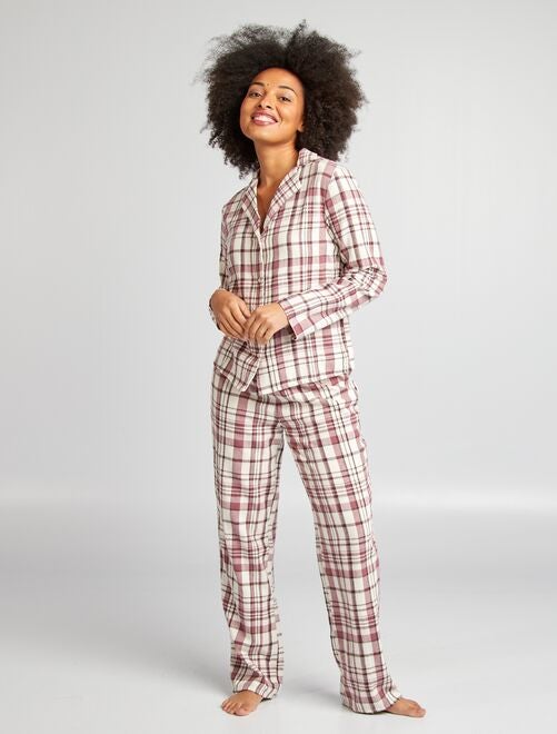 Conjunto de pijama con camisa + pantalón a cuadros - Kiabi