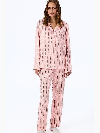 Conjunto de pijama con camisa, pantalón, volantes y manga larga, flores claras penti