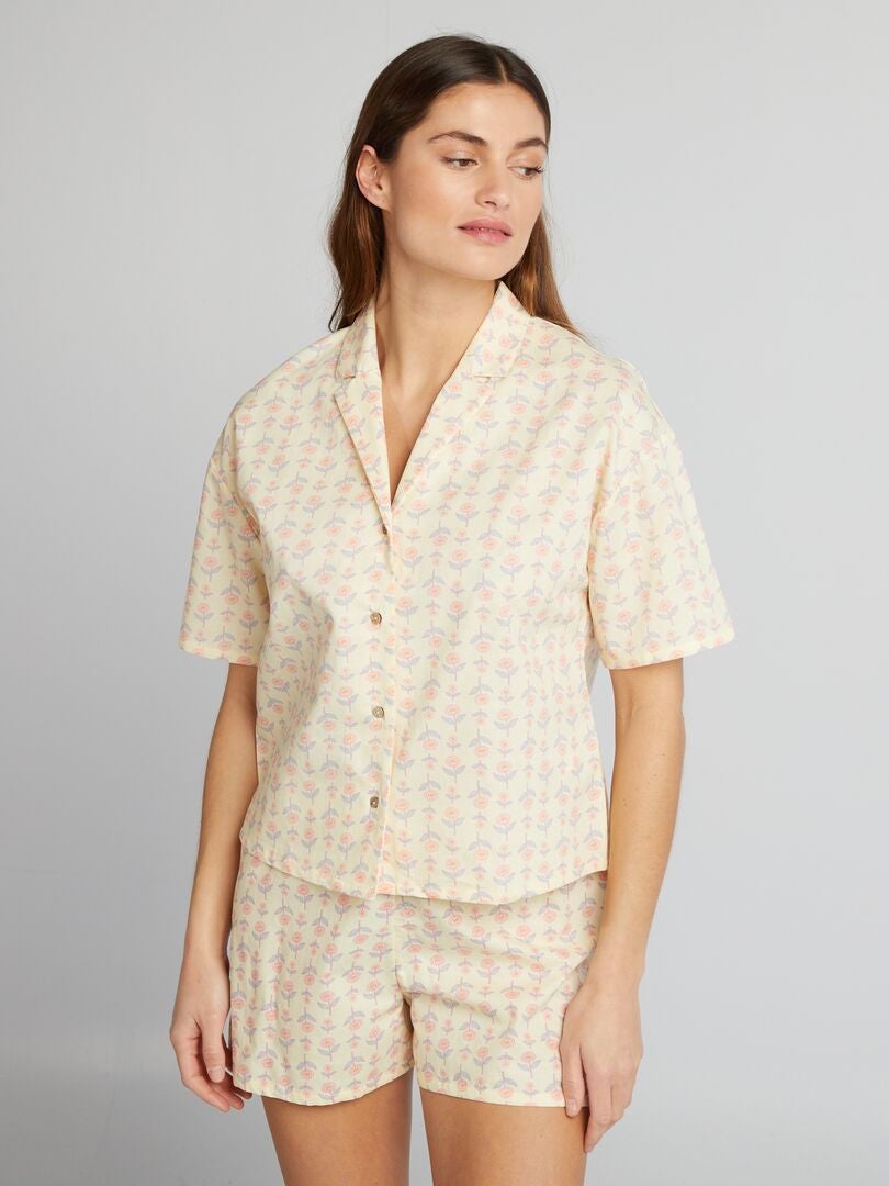 Conjunto de pijama con camisa + short AMARILLO - Kiabi