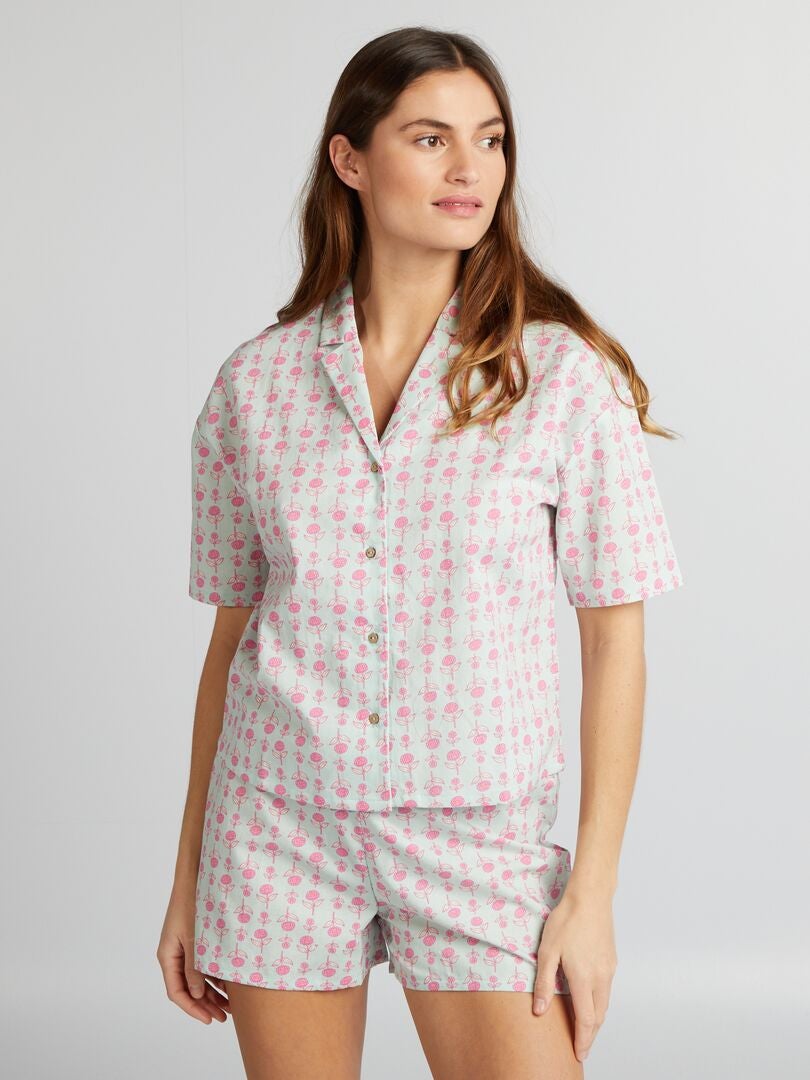 Conjunto de pijama con camisa + short AZUL - Kiabi