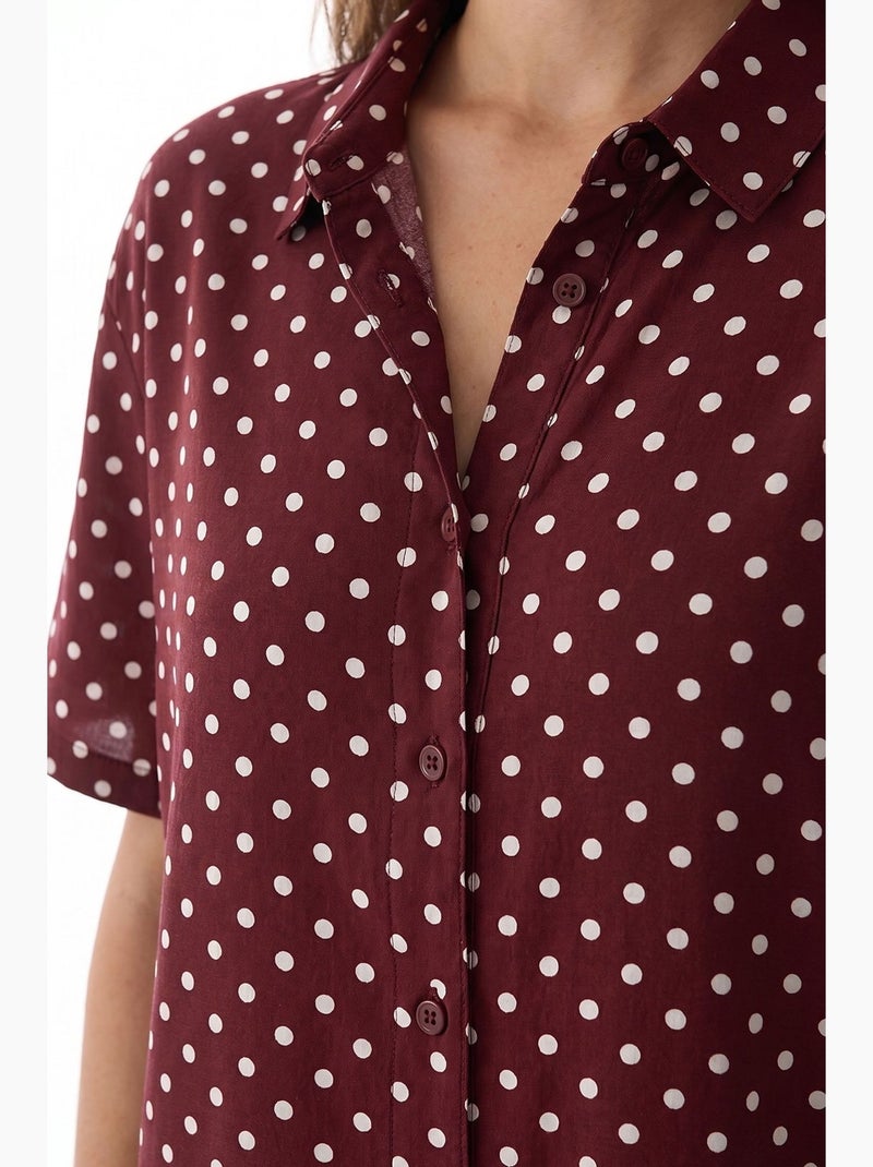 Conjunto de pijama con camisa y pantalón de lunares penti Rojo burdeos - Kiabi
