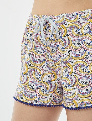 Conjunto de pijama con camiseta con mensaje + pantalón corto estampado