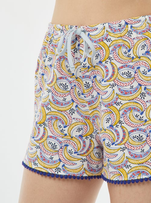 Conjunto de pijama con camiseta con mensaje + pantalón corto estampado - Kiabi