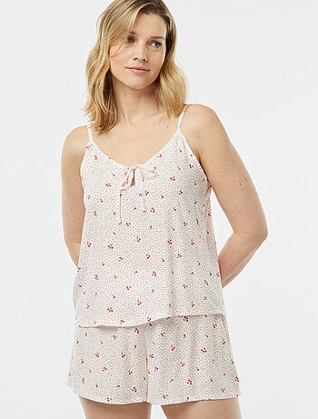 Conjunto de pijama con camiseta de tirantes + pantalón corto estampado