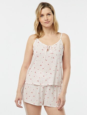 Conjunto de pijama con camiseta de tirantes + pantalón corto estampado