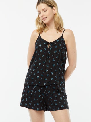 Conjunto de pijama con camiseta de tirantes + pantalón corto estampado