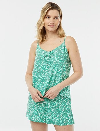 Conjunto de pijama con camiseta de tirantes + pantalón corto estampado