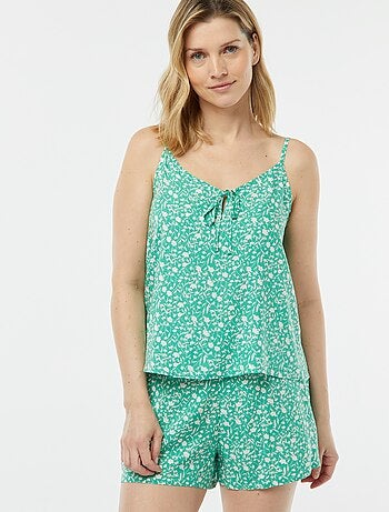 Conjunto de pijama con camiseta de tirantes + pantalón corto estampado