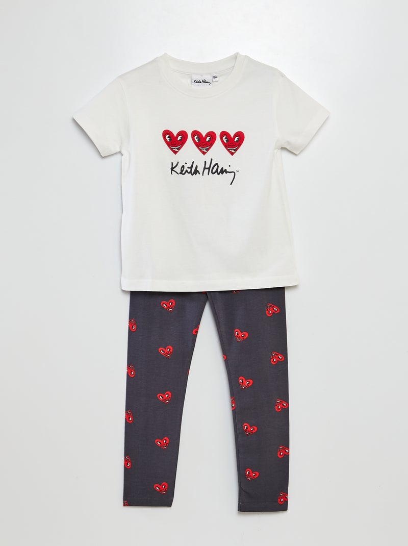 Conjunto de pijama con camiseta + legging 'Keith Haring' NEGRO - Kiabi