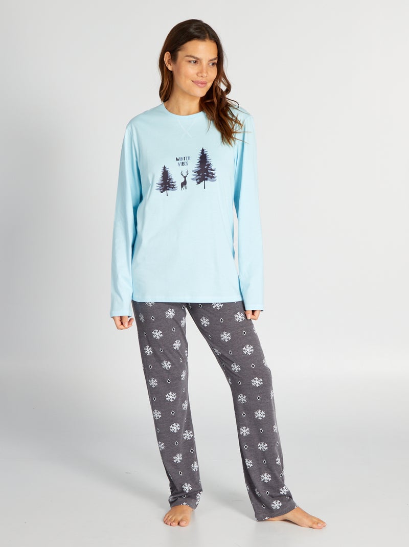 Conjunto de pijama con camiseta + pantalón - 2 piezas AZUL - Kiabi