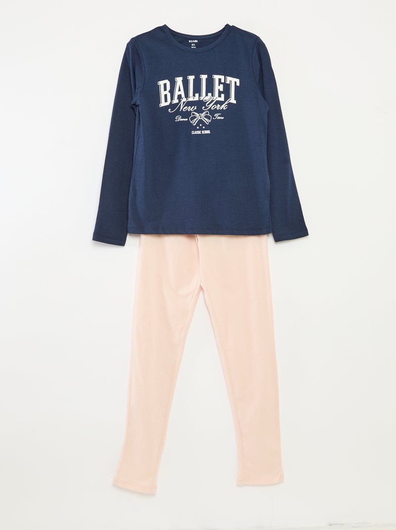 Conjunto de pijama con camiseta + pantalón - 2 piezas Azul - Kiabi