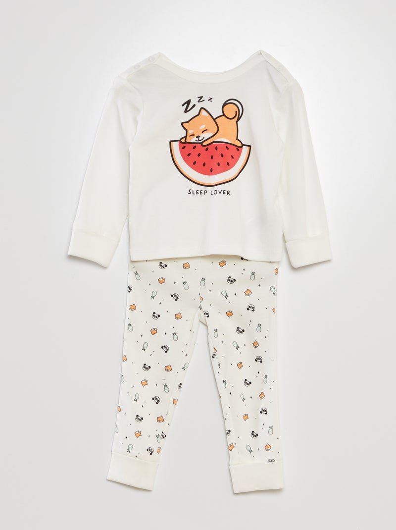 Conjunto de pijama con camiseta + pantalón - 2 piezas BLANCO - Kiabi